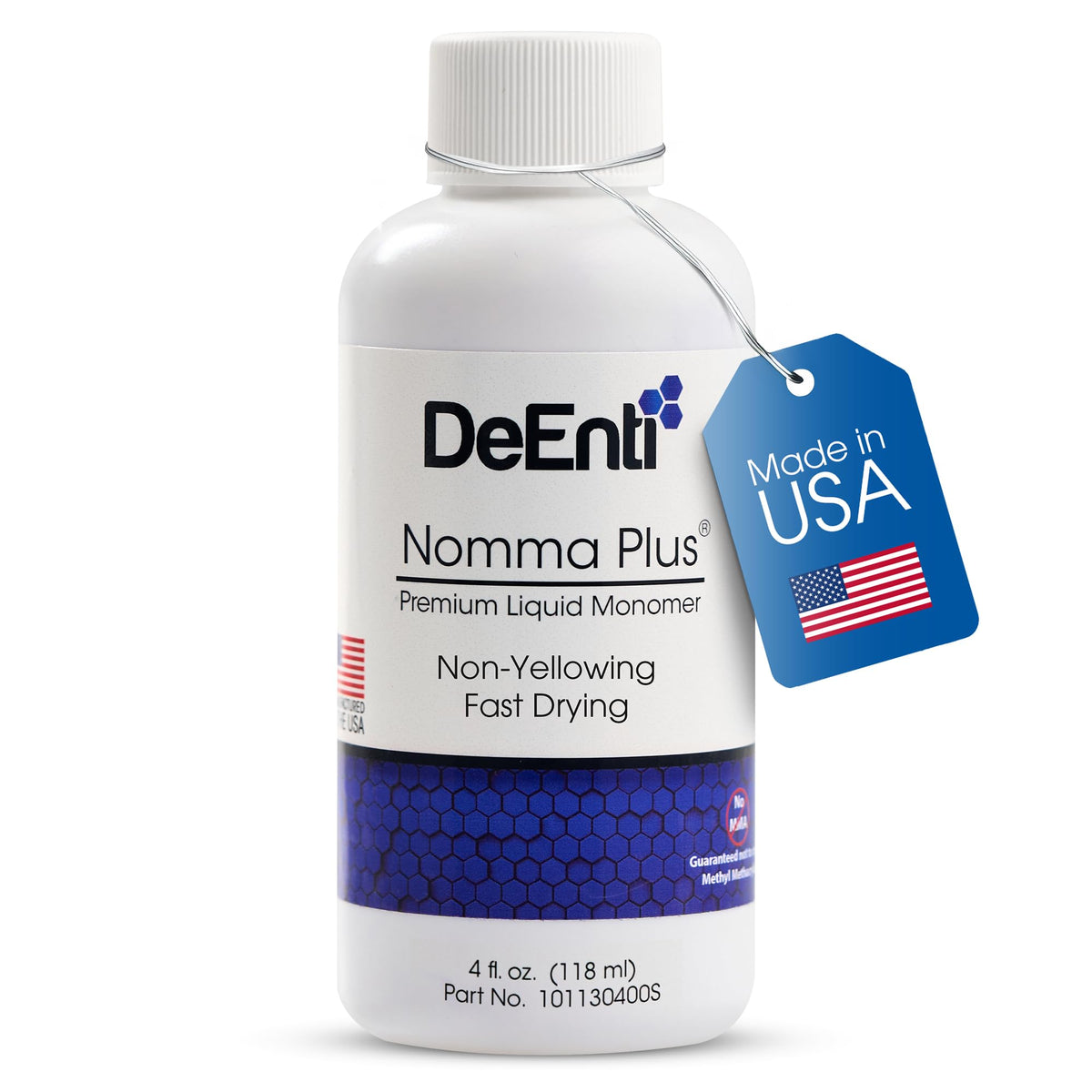 DeEnti Nomma Plus front bottle showing clear liquid and 4oz capacity for easy use