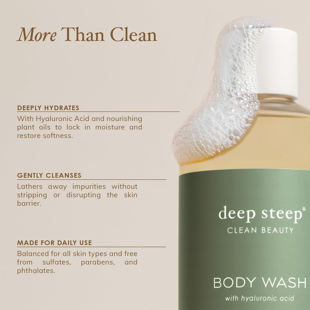 Deep Steep bottle staged with grapefruit and bergamot conveying fresh scent