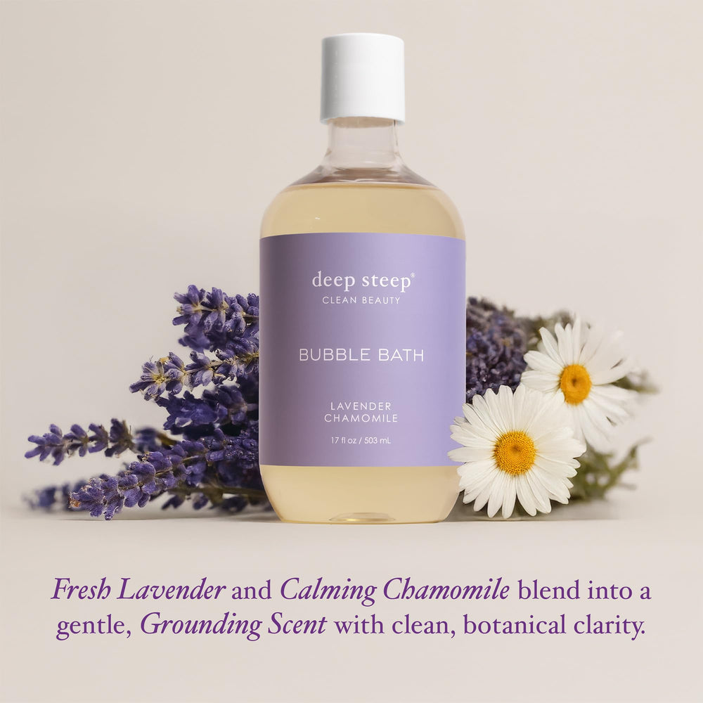 Deep Steep label detail highlighting hypoallergenic and sulfate-free benefits