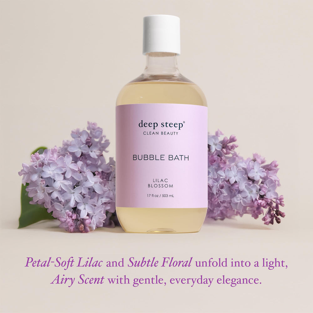 Deep Steep natural ingredient arrangement showing oils and benefit