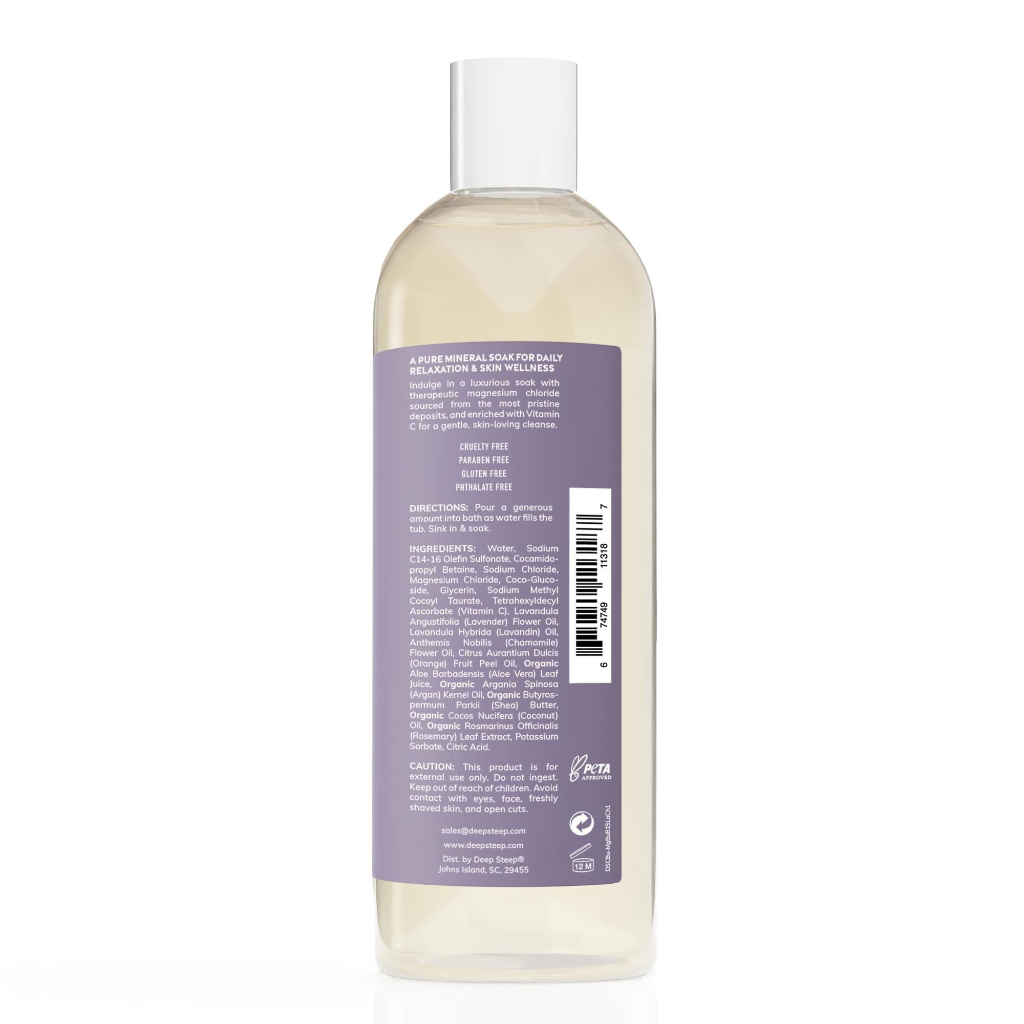 Deep Steep pump and label close view highlighting magnesium muscle soak benefit