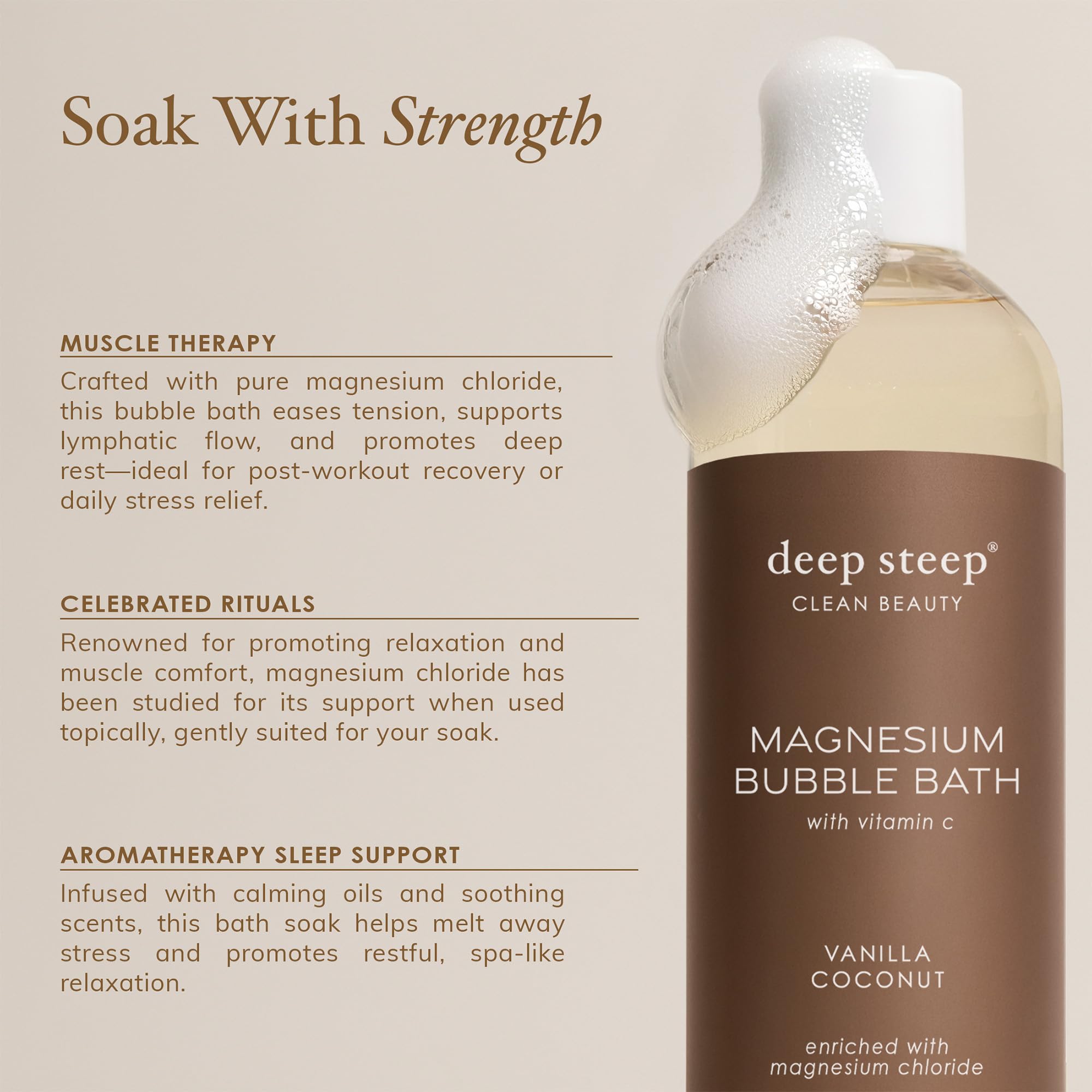 Deep Steep being poured into bath to illustrate easy use and soothing soak