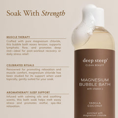 Coconut and argan oil visuals with Deep Steep highlighting skin-hydrating ingredients