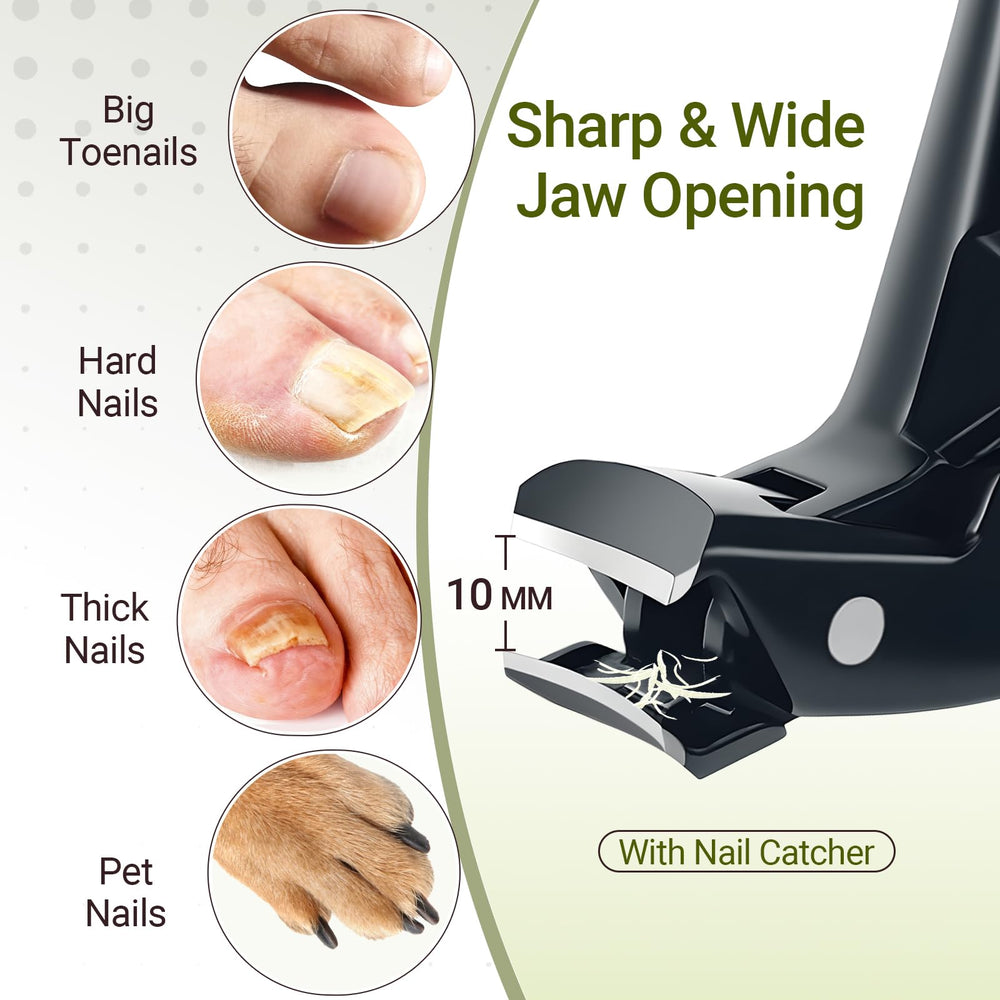Deepfeel wide 10mm jaw open to show capacity for thick nails benefit