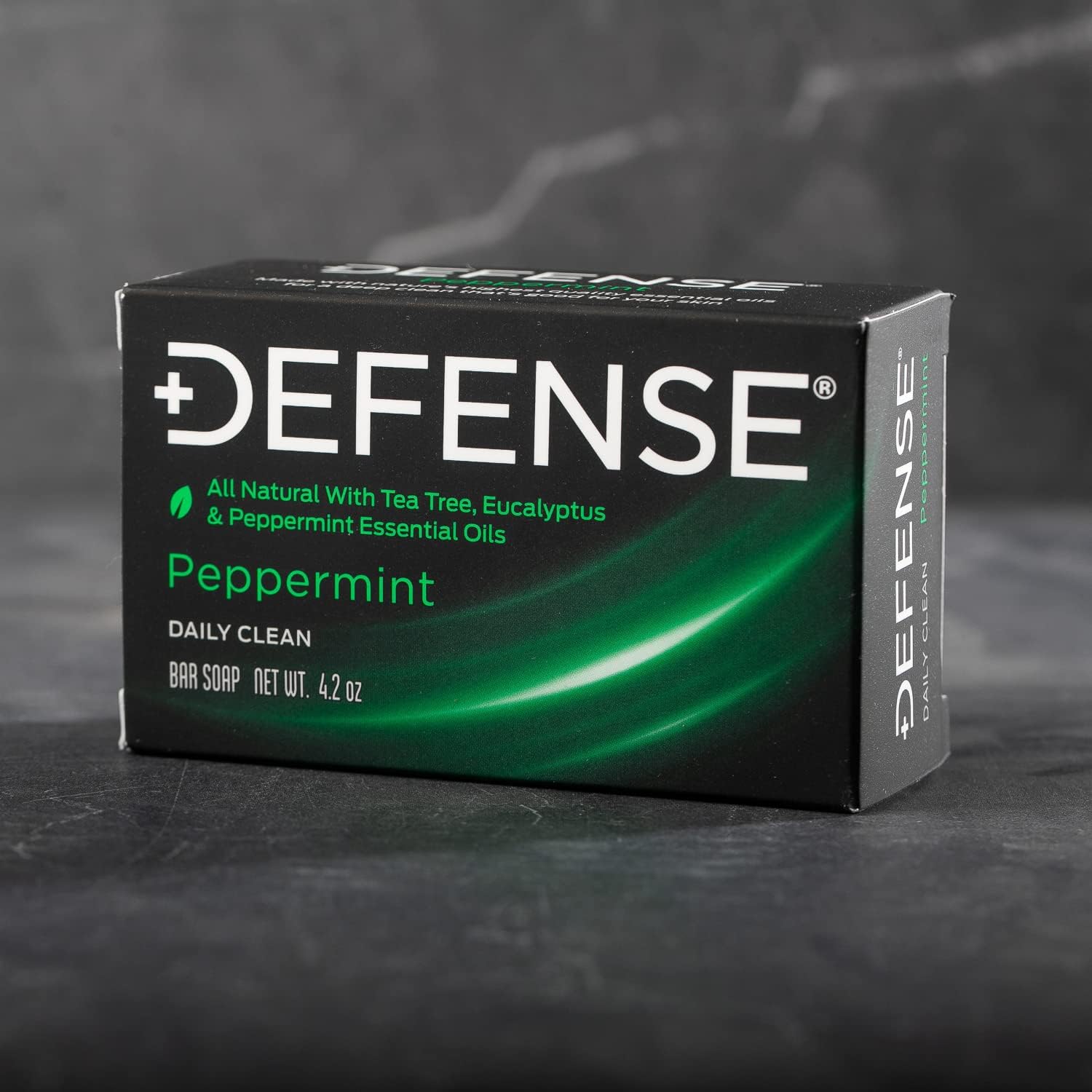 Defense Soap box opened to reveal two long-lasting peppermint bars inside