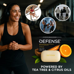 Defense Soap close-up texture of triple-milled bar highlighting creamy lather potential