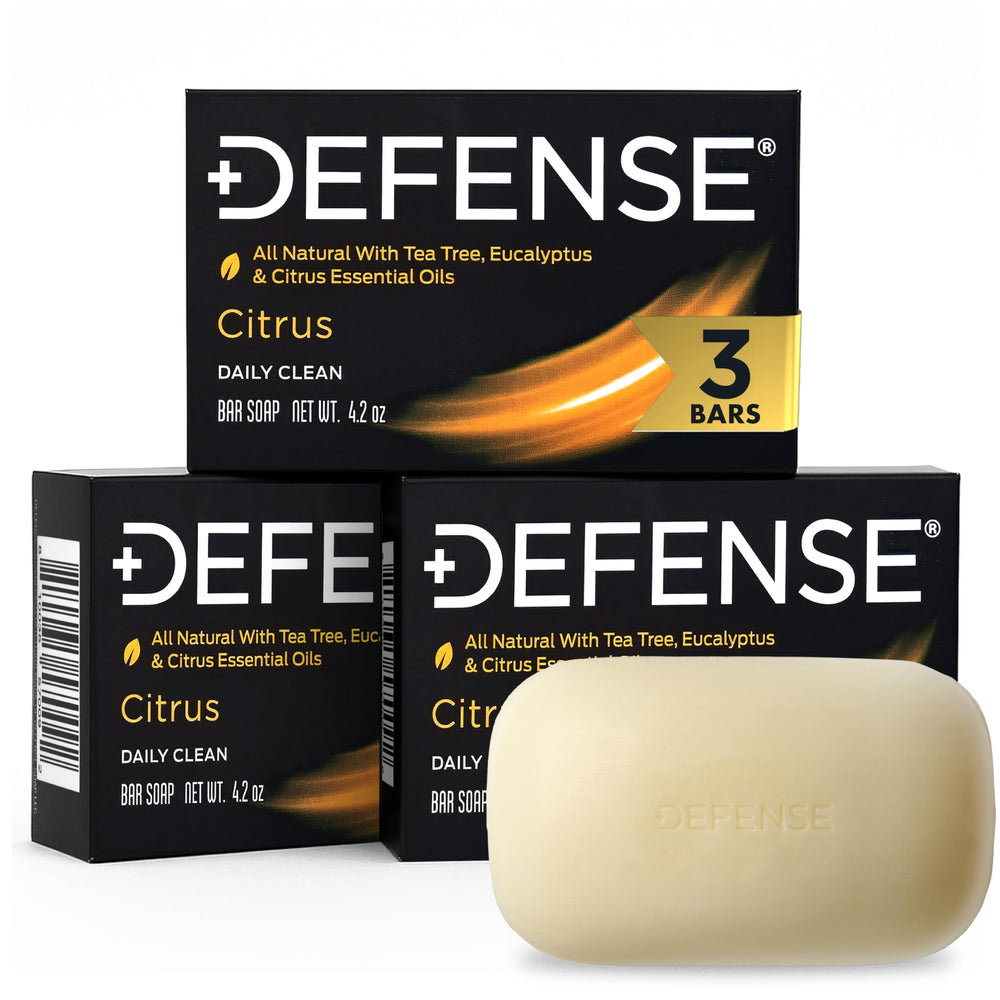 Defense Soap citrus bar front packaging showing fresh scent and benefits