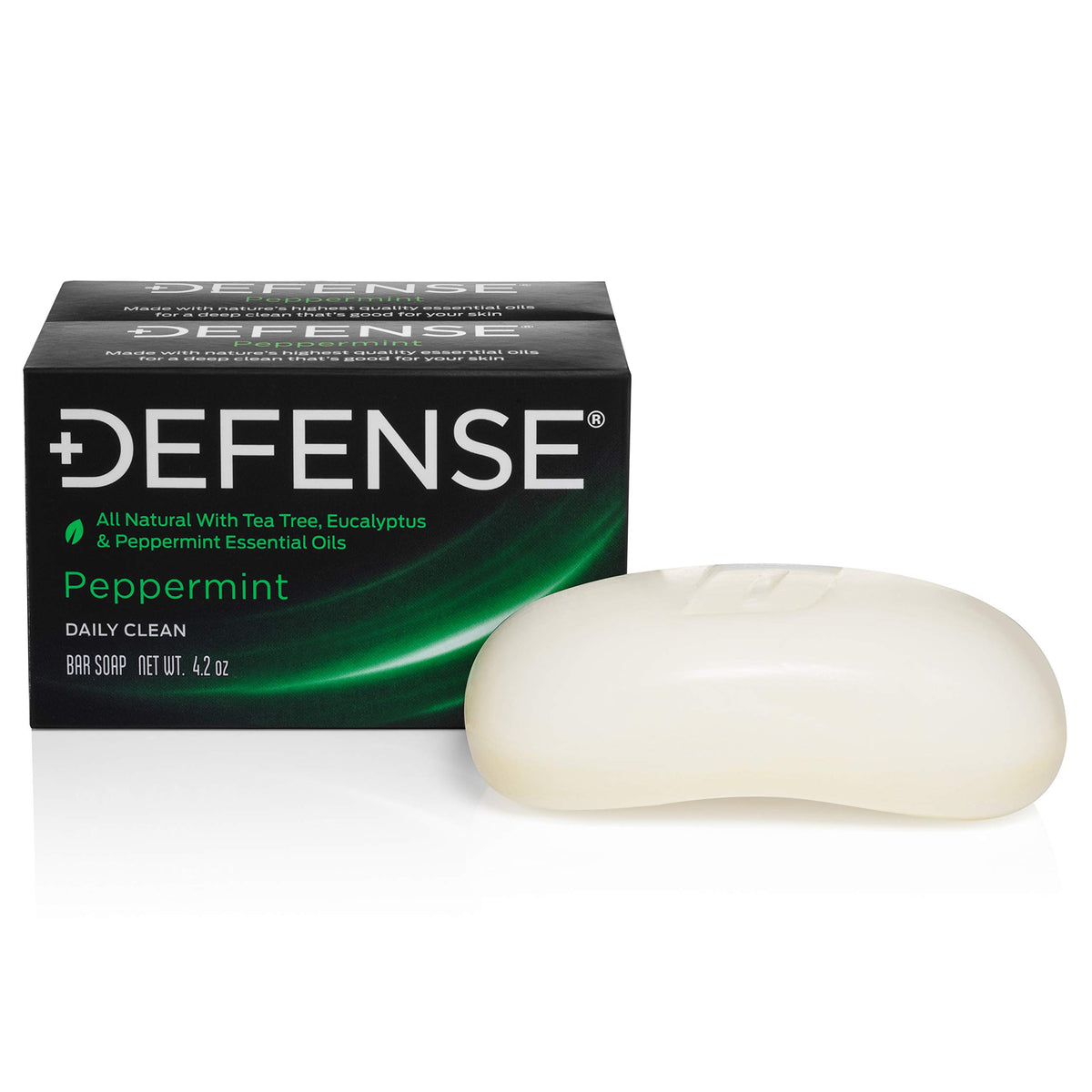 Defense Soap front packaging showing peppermint bars and brand clarity