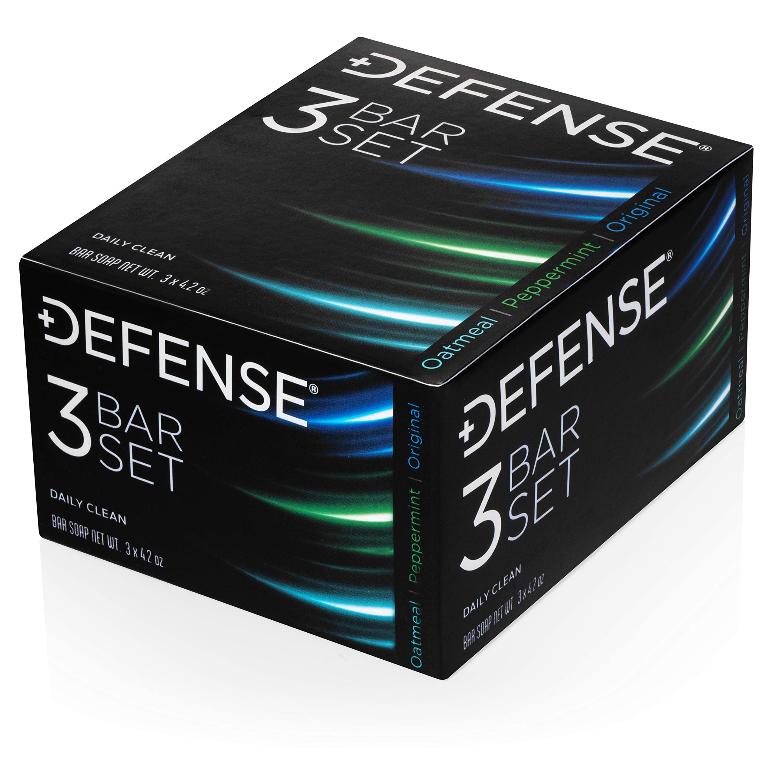 Defense Soap bars in a gym shower scene showing post-workout cleansing