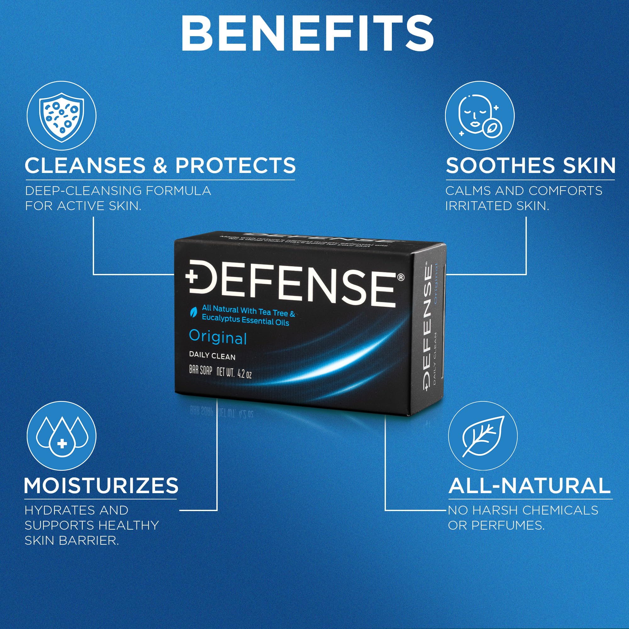 Defense Soap rich lather in hand demonstrating fast rinsing and clean feel