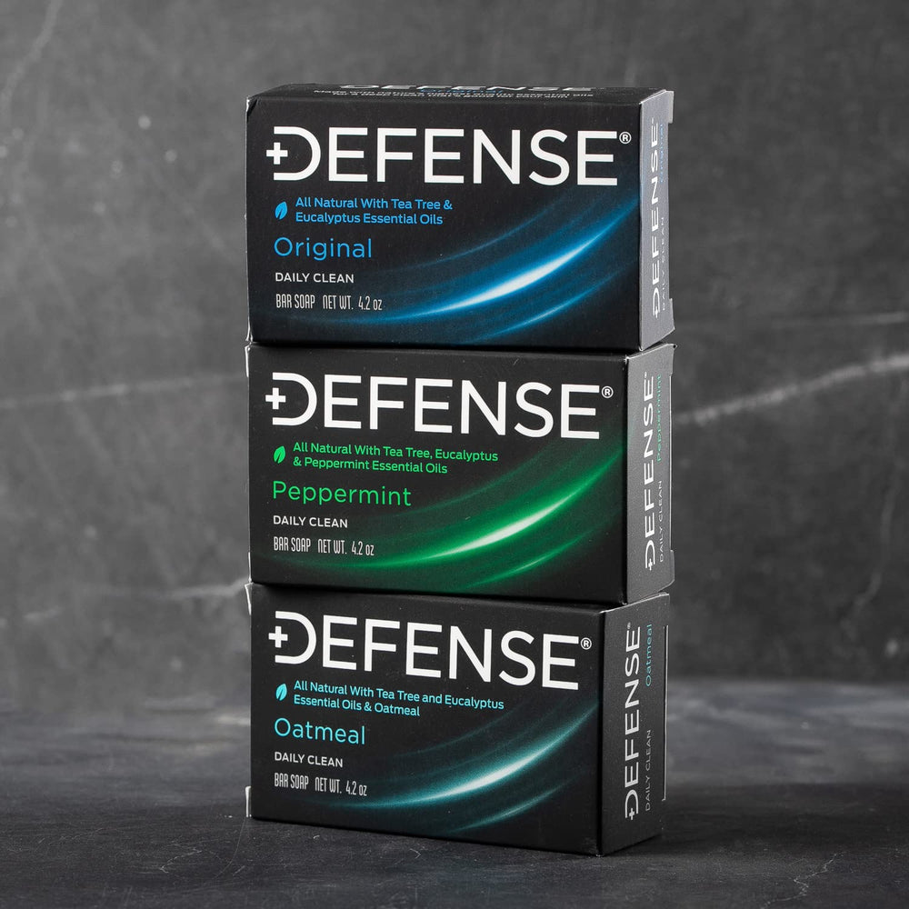 Defense Soap Peppermint bar detail highlighting cooling texture and refresh