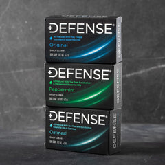 Defense Soap Peppermint bar detail highlighting cooling texture and refresh