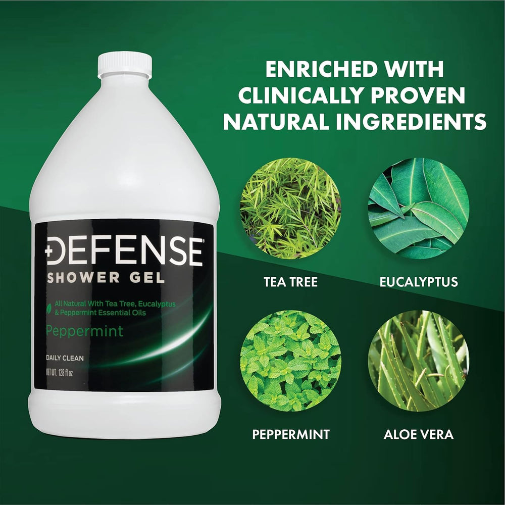 Defense Soap pouring thick gel from jug highlighting smooth texture and easy dispensing