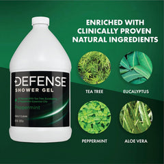 Defense Soap pouring thick gel from jug highlighting smooth texture and easy dispensing