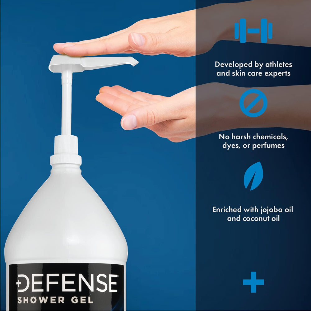 Defense Soap being poured into a hand illustrating easy dilution