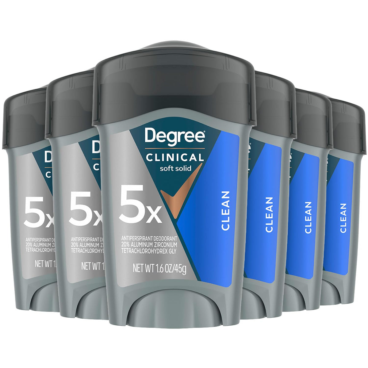Degree front packaging showing six 1.7 oz sticks for reliable long-lasting protection