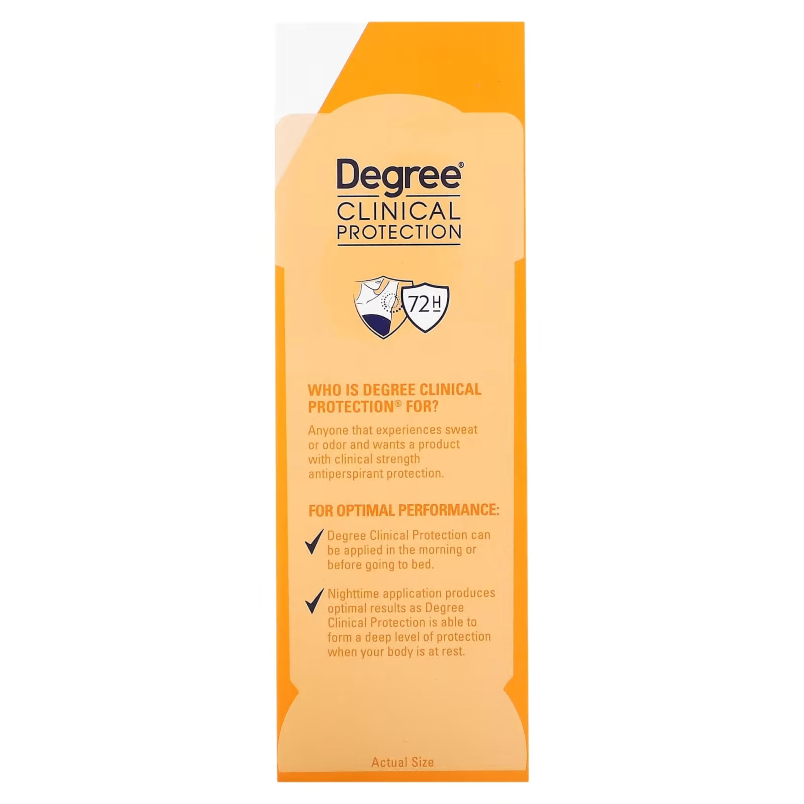 Degree Clinical four-pack arranged to show quantity and travel convenience