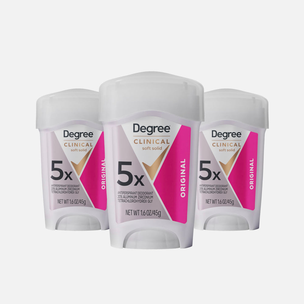 Degree Clinical front packaging showing label and benefits for long-lasting protection