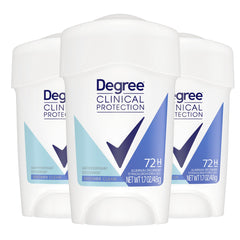 Degree Clinical front packaging showing three soft solid sticks for reliable protection
