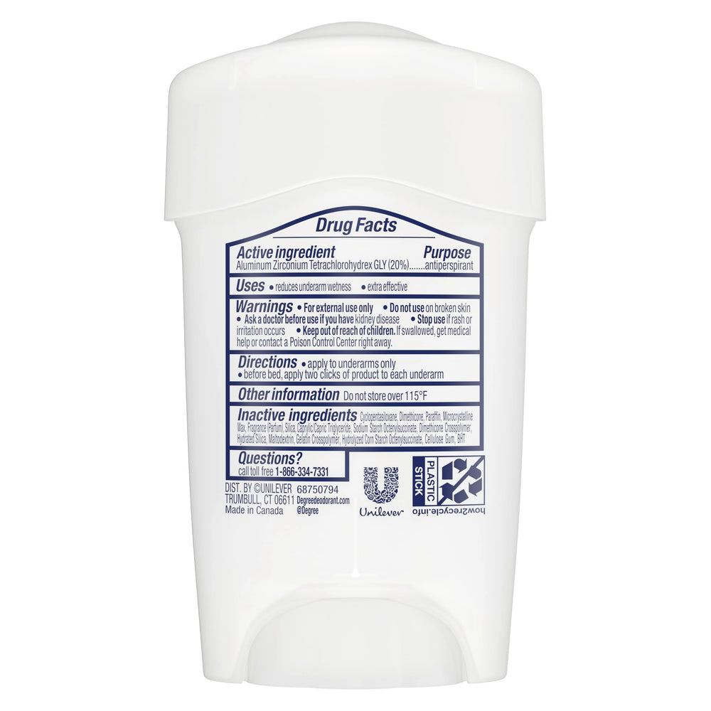 Degree Clinical soft solid close-up texture highlighting smooth glide and quick absorption