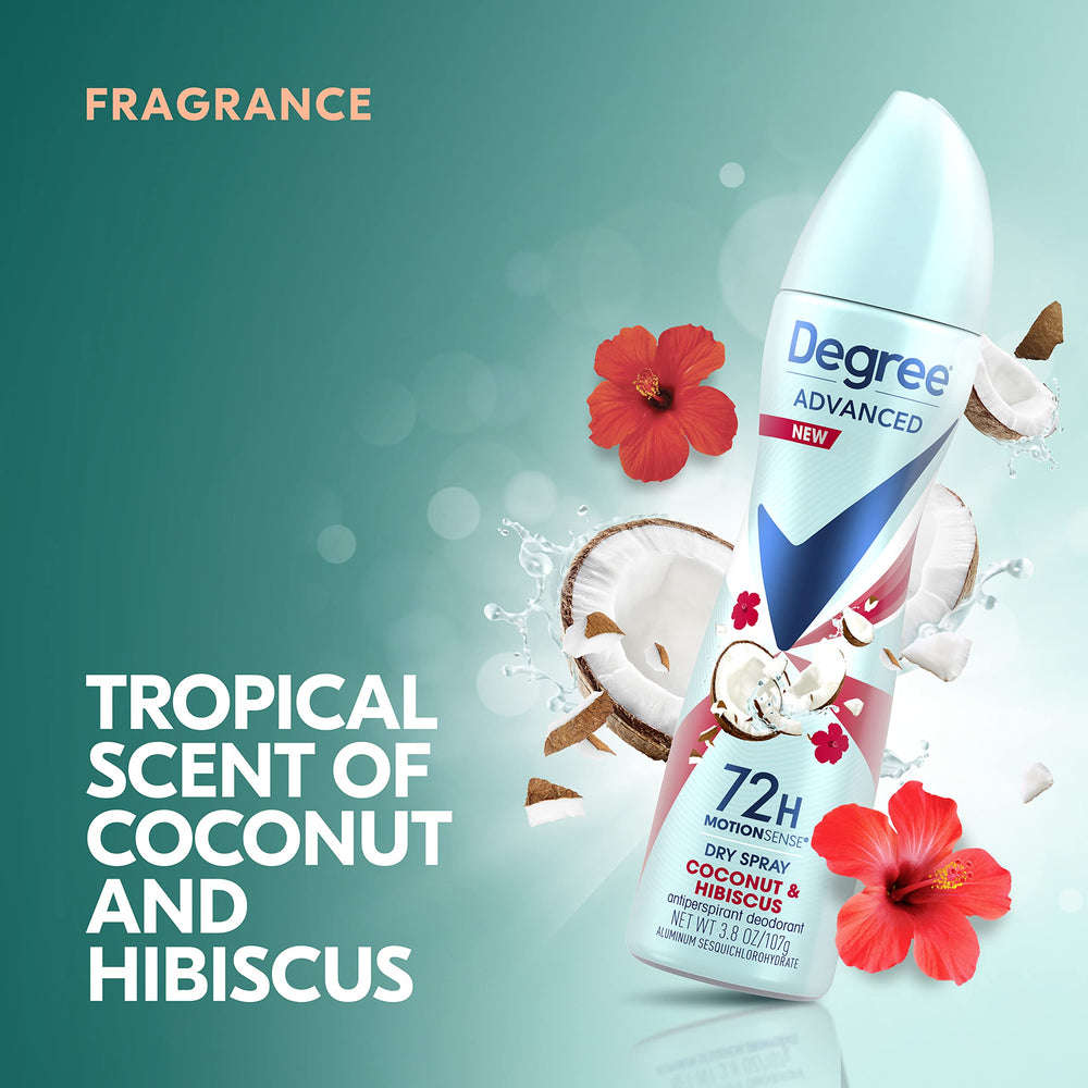 Degree coconut & hibiscus can inside gym bag for portable freshness