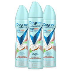 Degree coconut & hibiscus front packaging showing product benefit