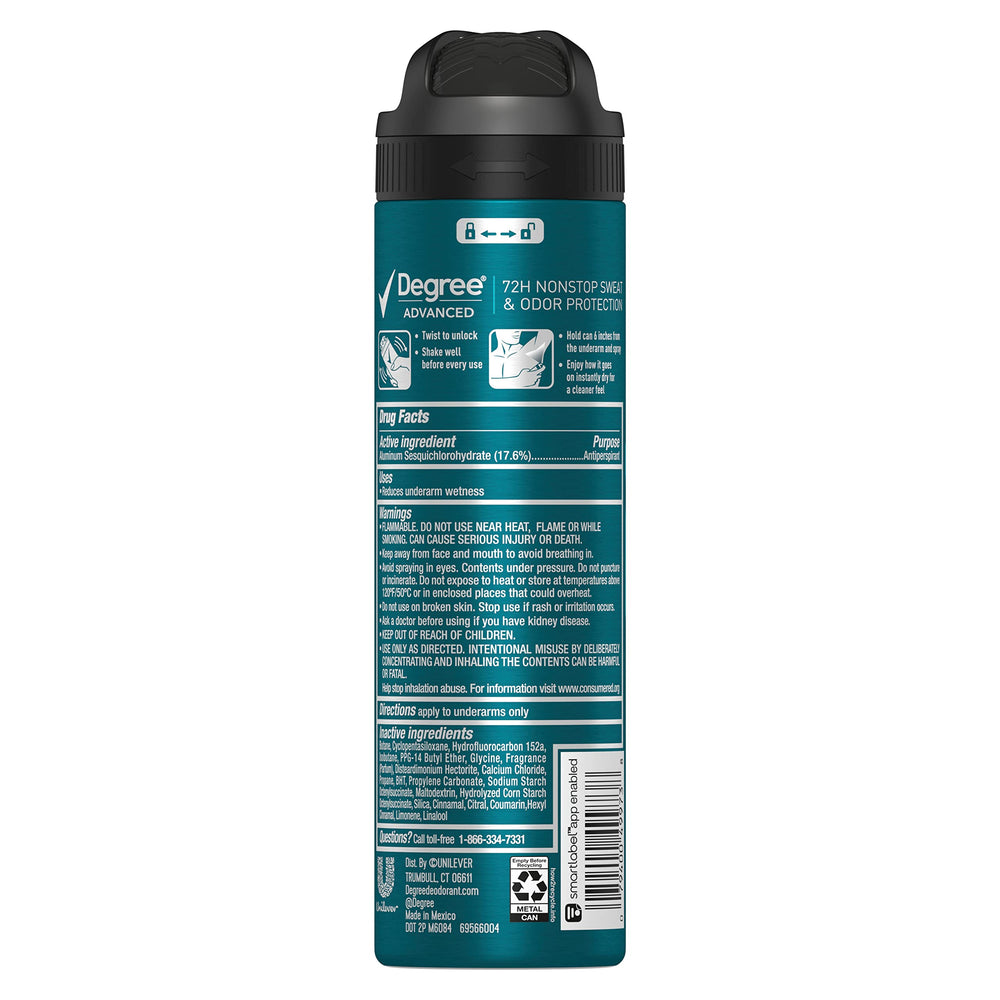 Degree Coconut Rush label close-up highlighting MotionSense and 72-hour benefit