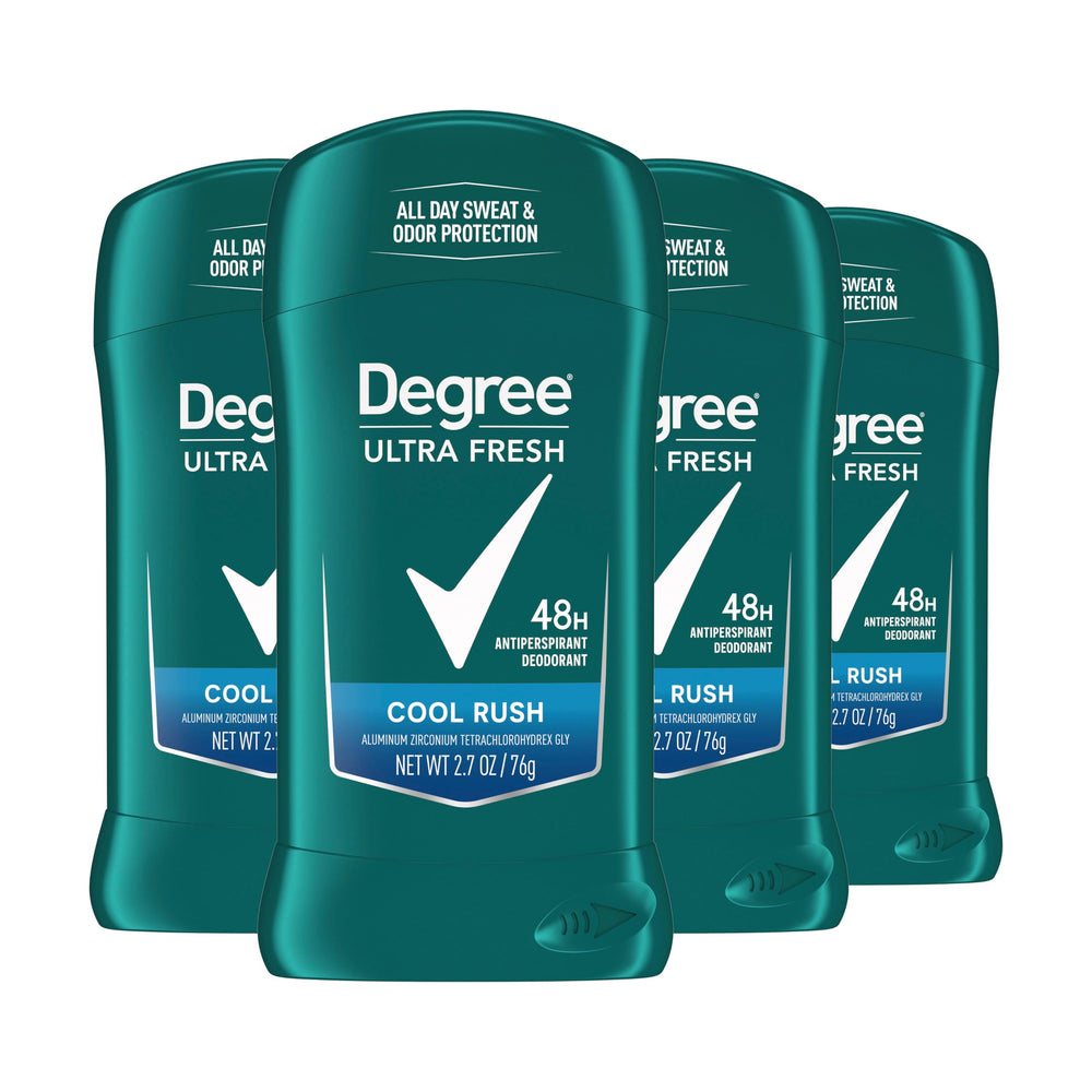 Degree Cool Rush front packaging showing four sticks and clear branding for reliable protection