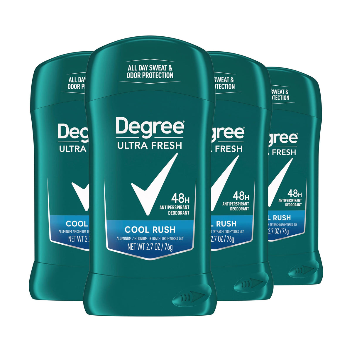 Degree Cool Rush front packaging showing four sticks and clear branding for reliable protection