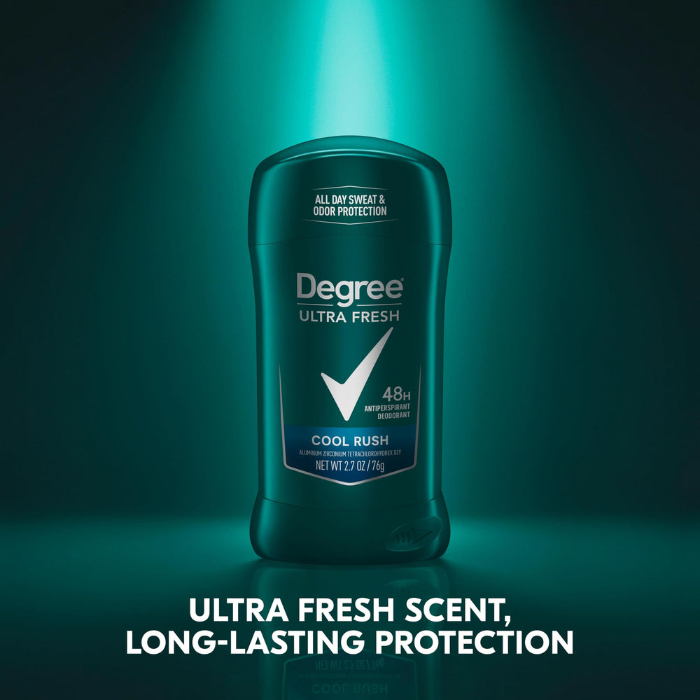 Degree Cool Rush label close view displaying product details and ingredient panel for informed use