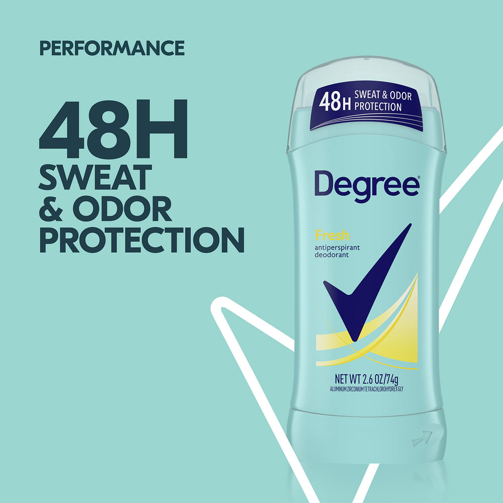Degree Fresh Energy size comparison in hand showing compact 2.6 oz portability