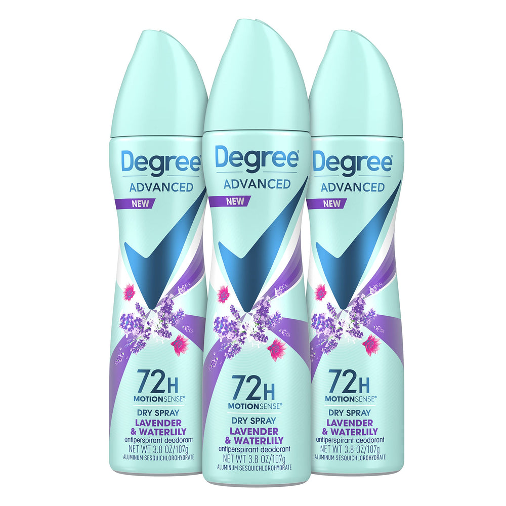 Degree front packaging showing product benefits and scent
