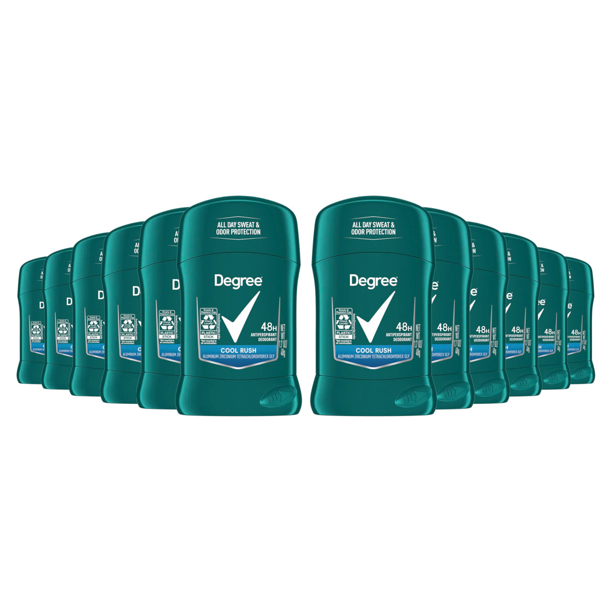 Degree front packaging showing product name and benefits for quick identification