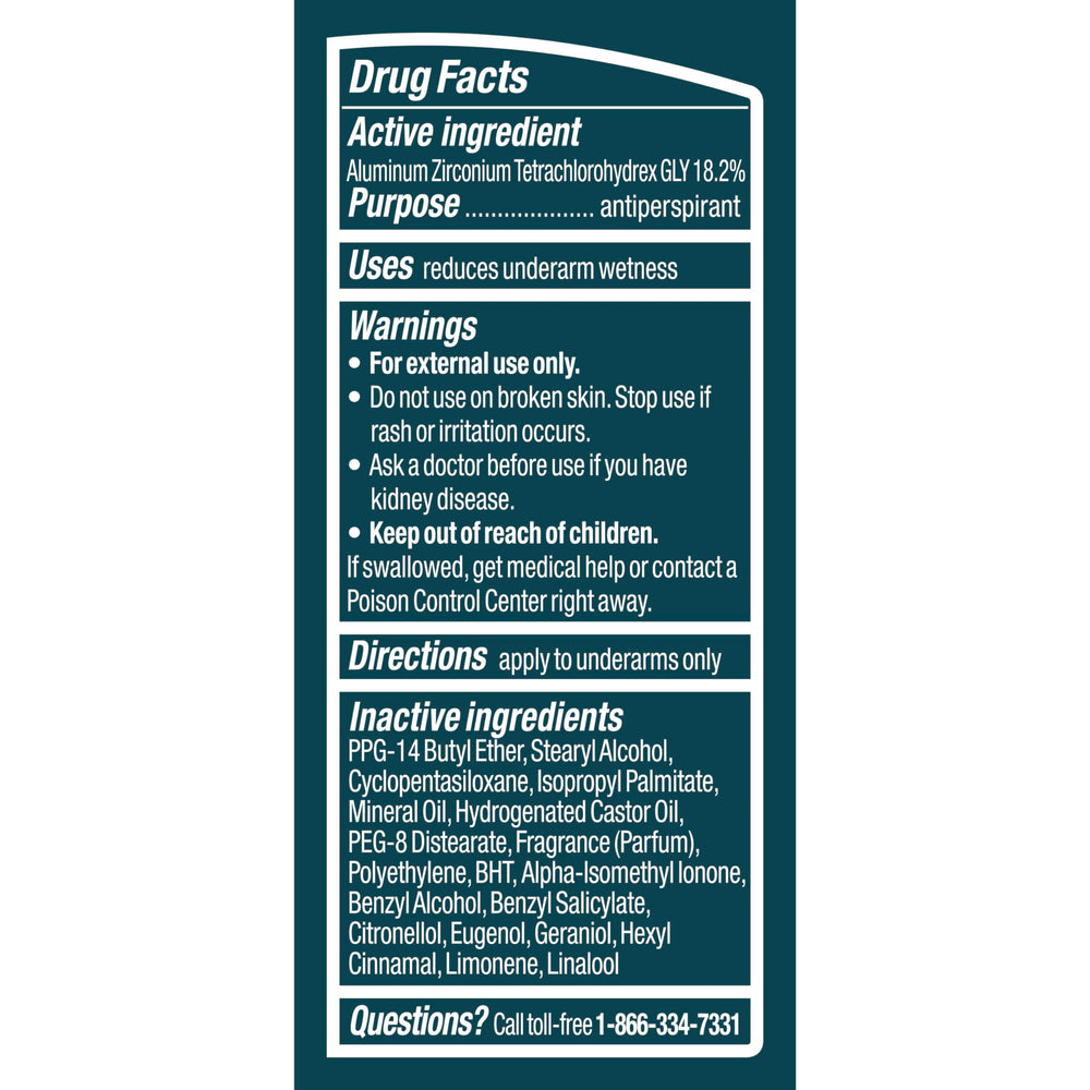 Degree label and ingredients closeup showing scent and formulation