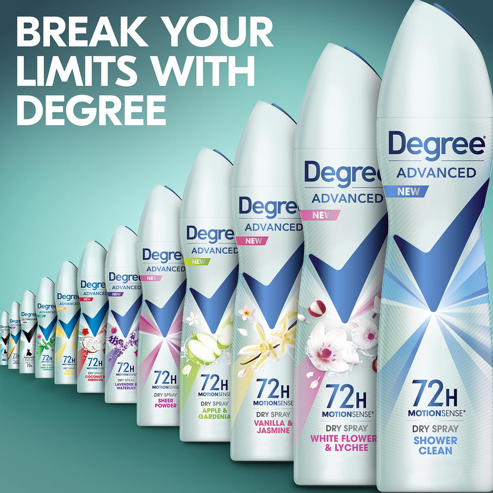Degree Shower Clean held in hand to show 3.8 oz size and portability