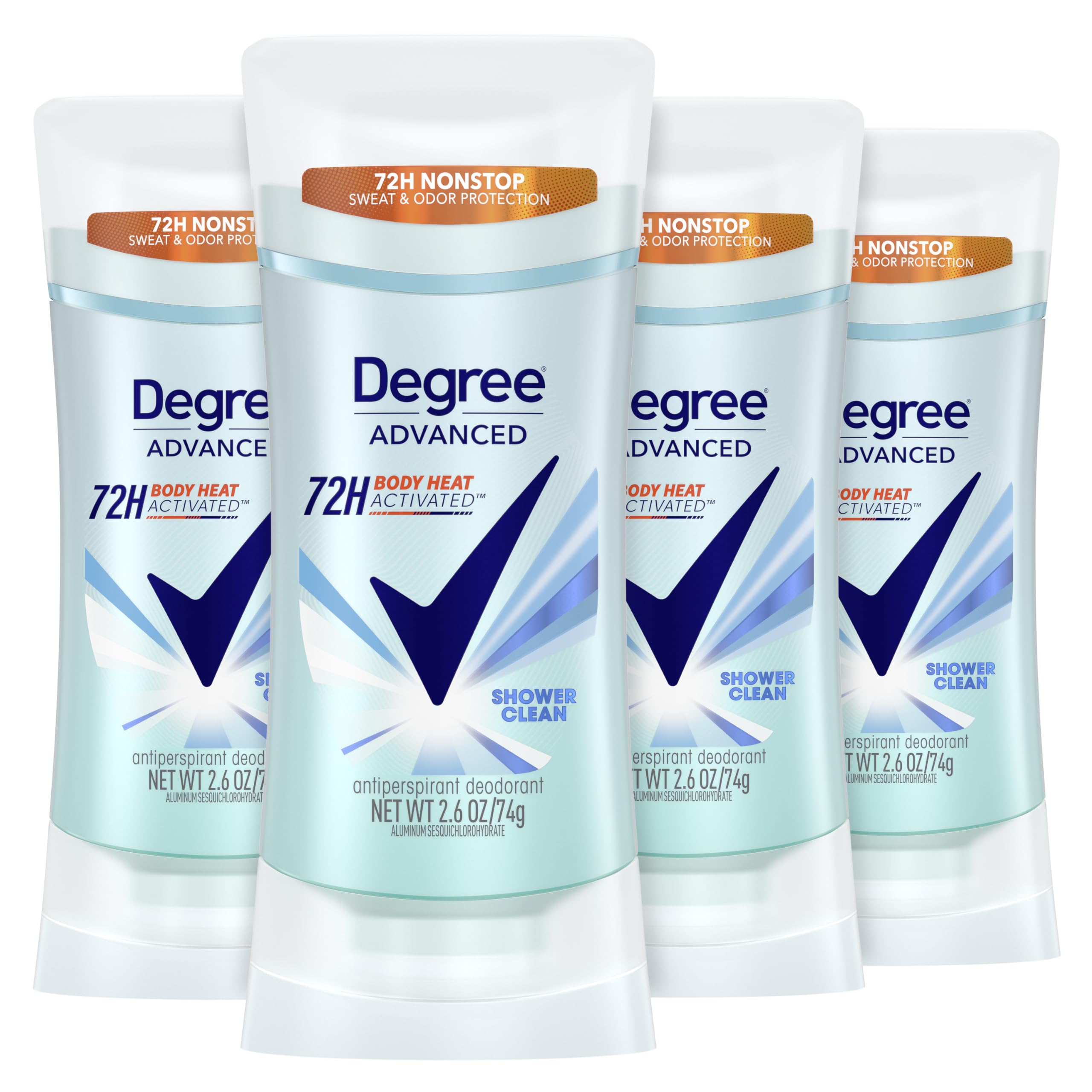 Degree Shower Clean front packaging showing sleek stick and clean scent benefit