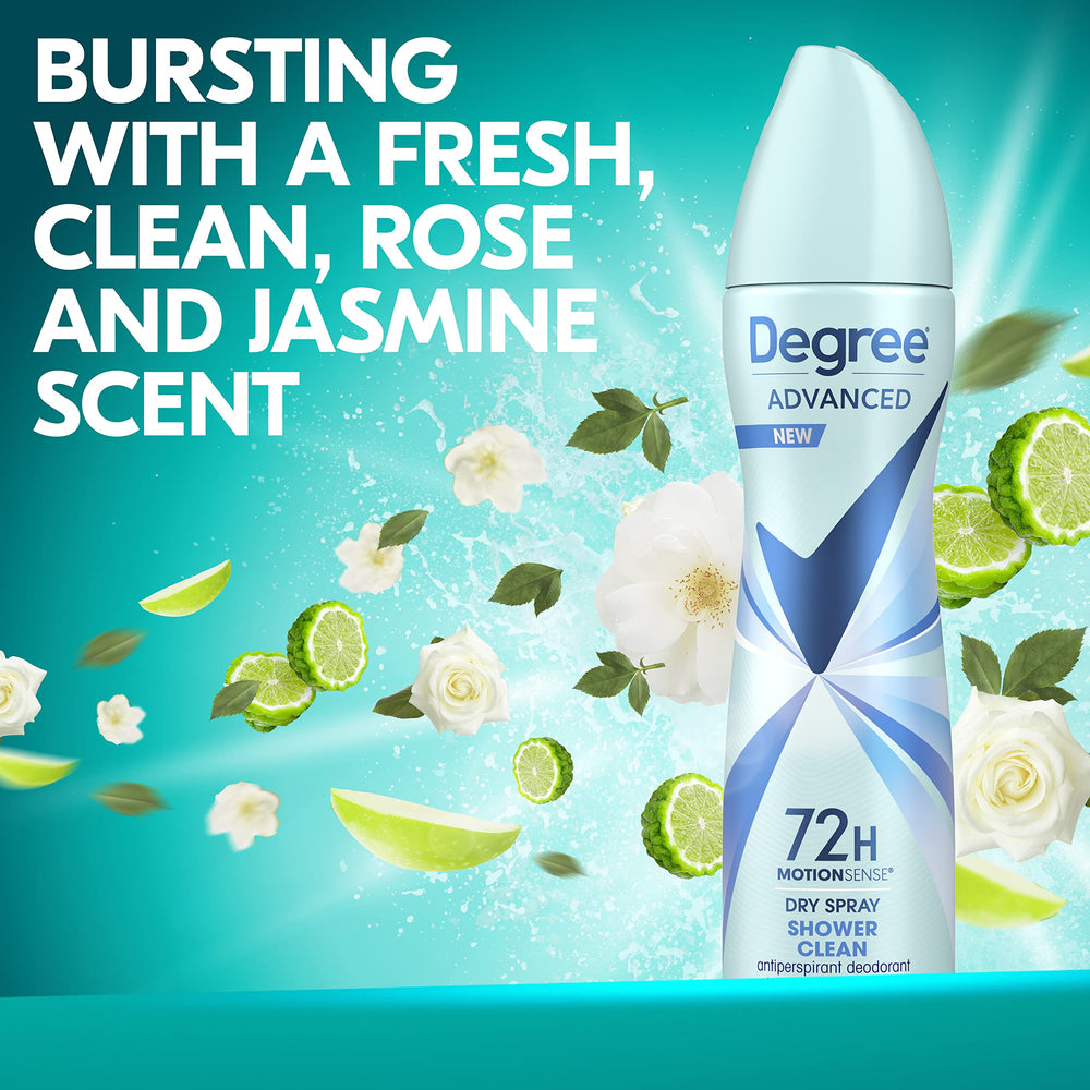 Degree Shower Clean used by active woman demonstrating motion-activated scent