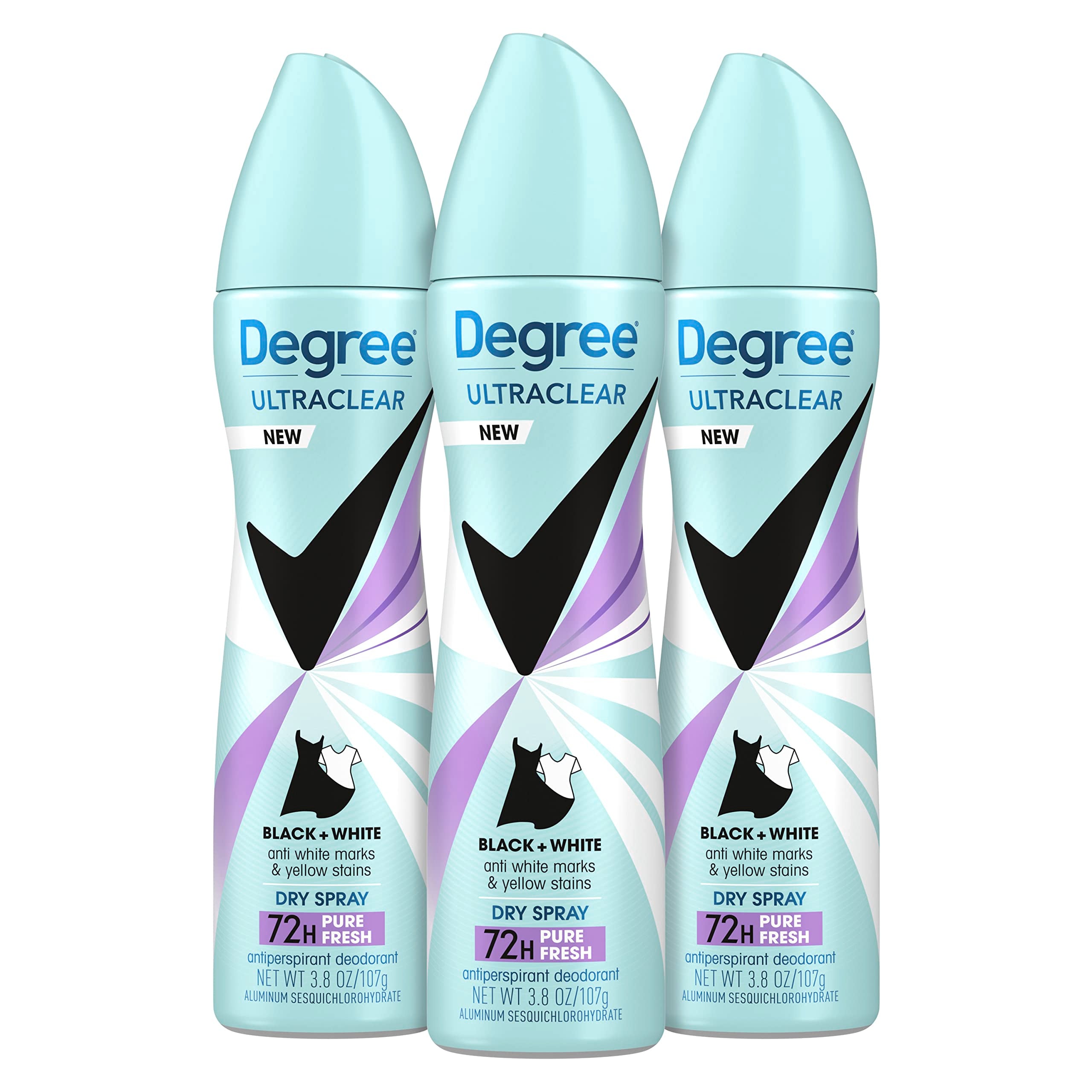 Degree UltraClear front packaging showing 3-pack and benefits