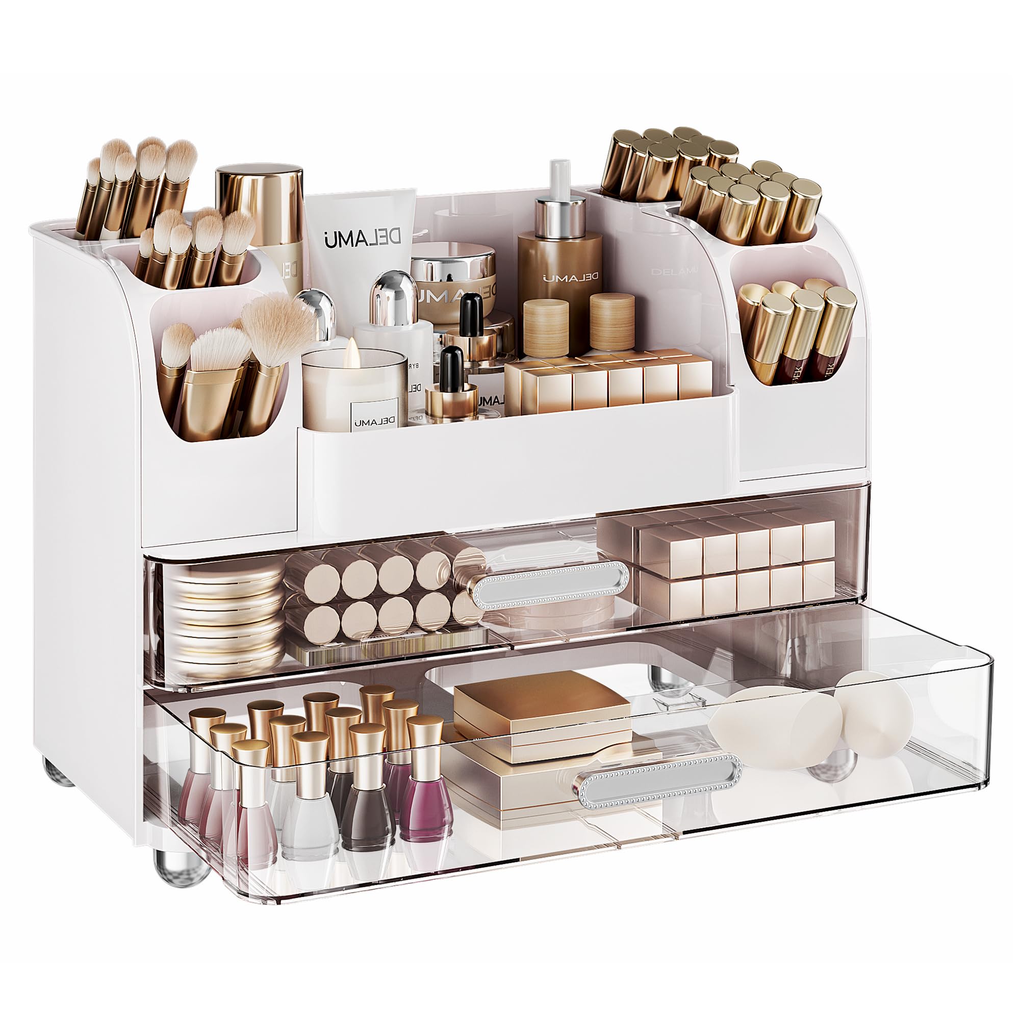 Delamu front view showing neat countertop storage and easy access