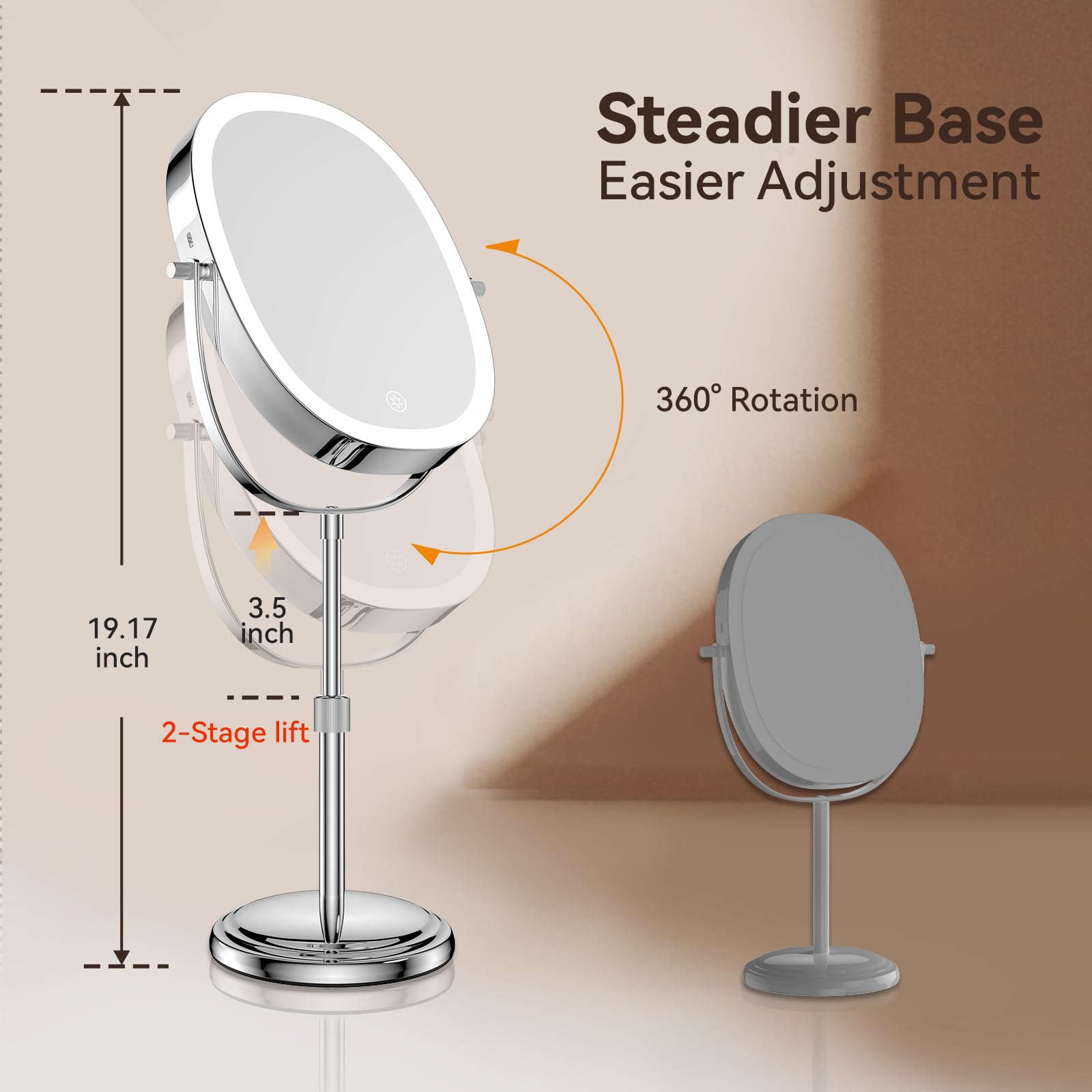 DeLanges adjustable stand extended showing height versatility benefit