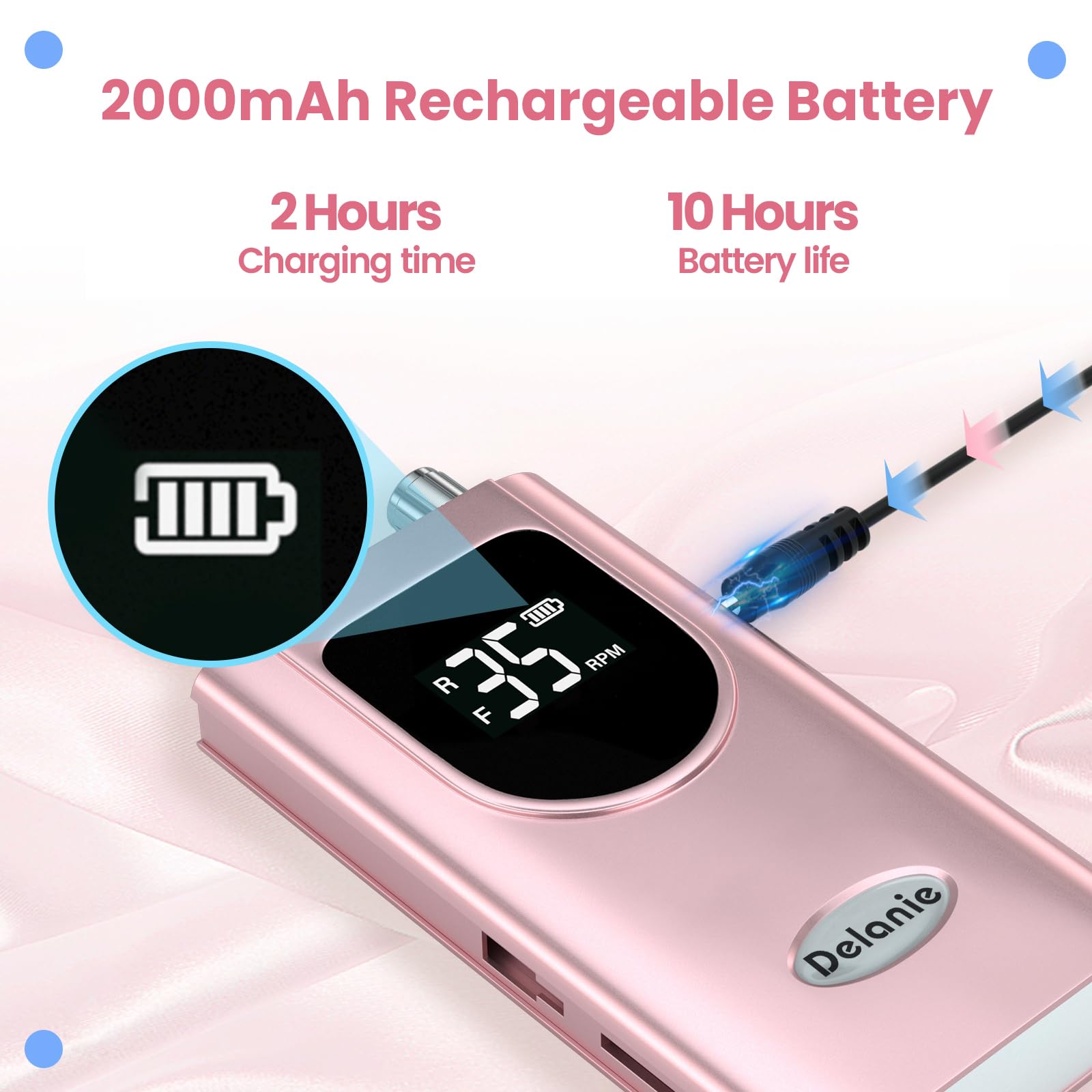 Delanie handpiece beside ruler to show size and ergonomics for comfortable use