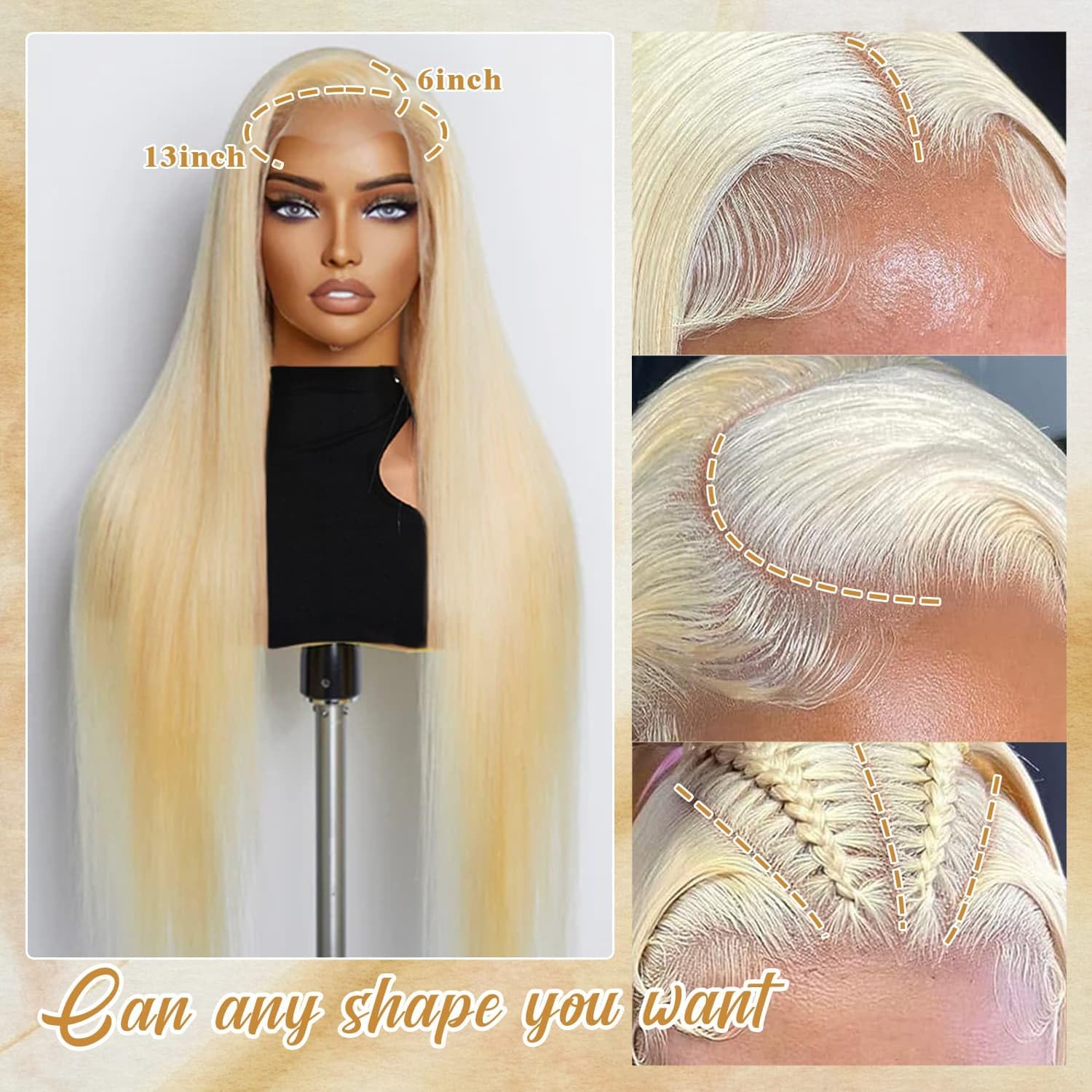 Deloni close-up of 13x6 HD lace frontal highlighting seamless blend benefit