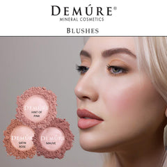 DEMÚRE compact open top view reveals Hint of Pink pigment and ease of access