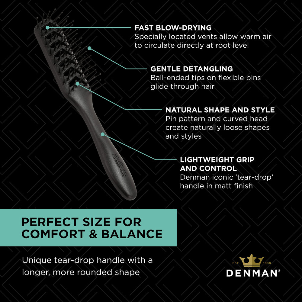 Denman D200 used with hairdryer adding root lift and faster drying