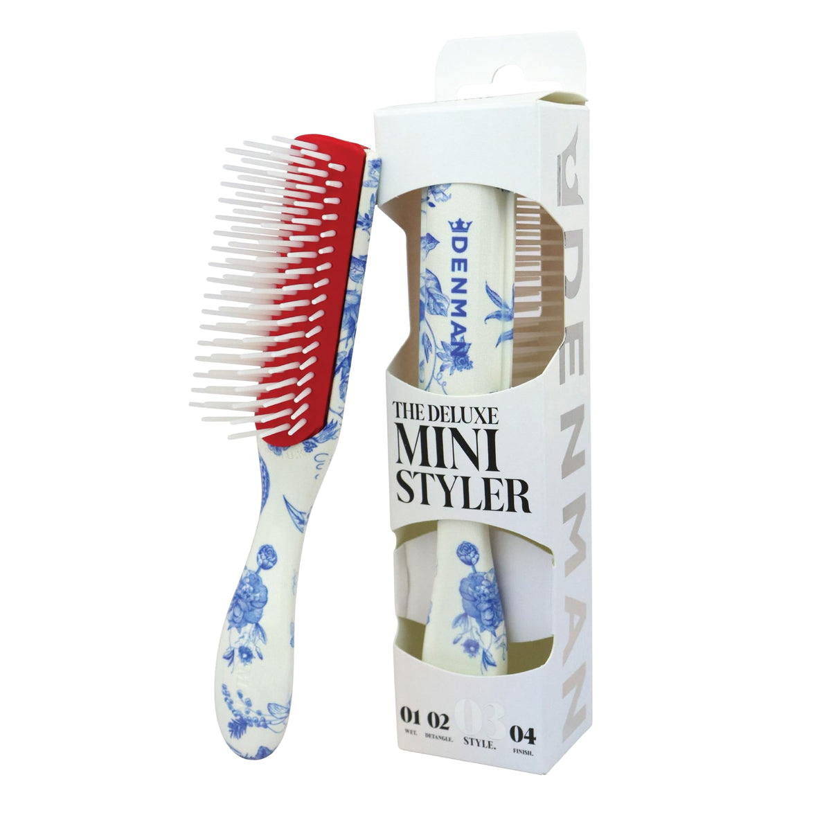 Denman mini front view showing brush head for precise curl shaping