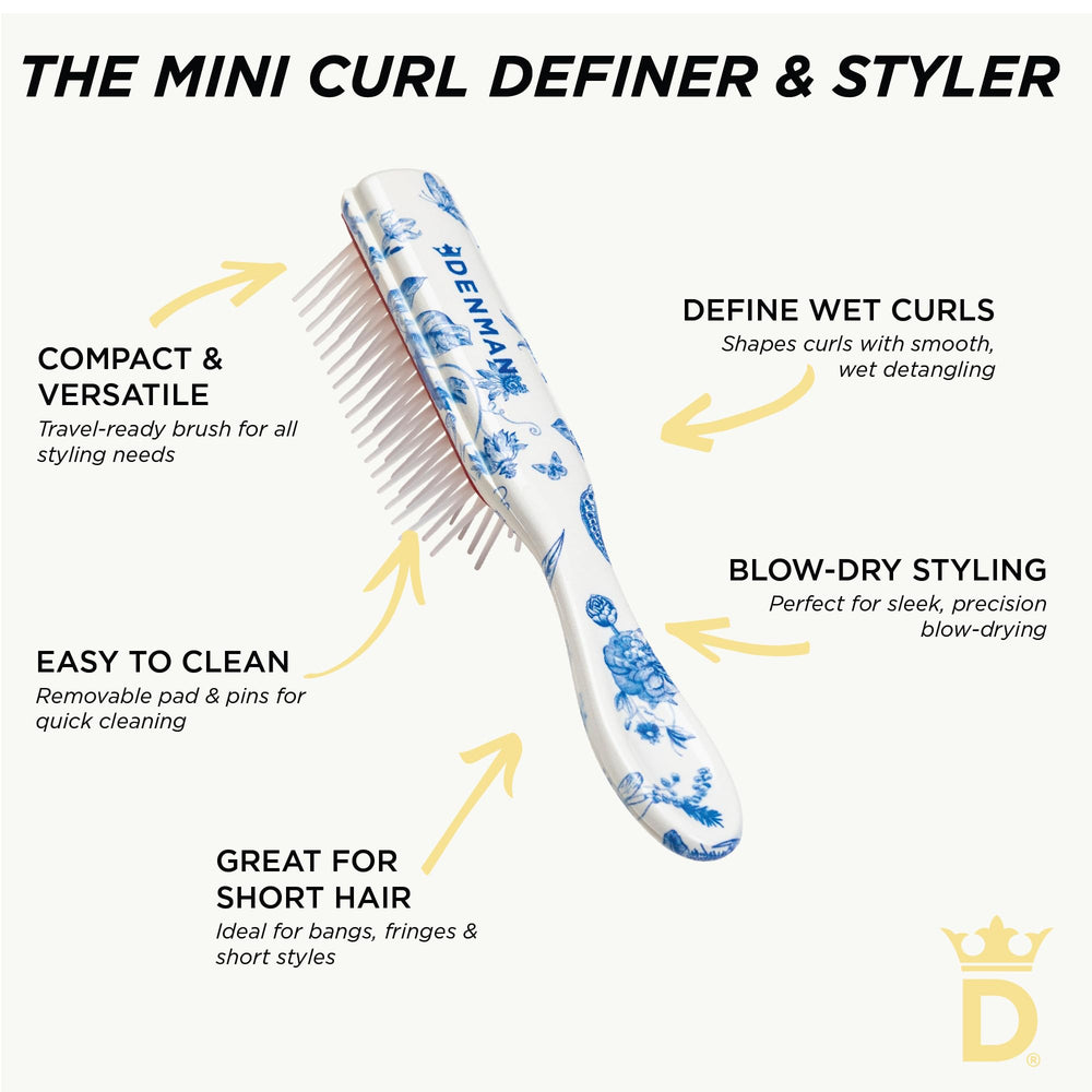 Denman styling on damp curls to define ringlets and reduce frizz