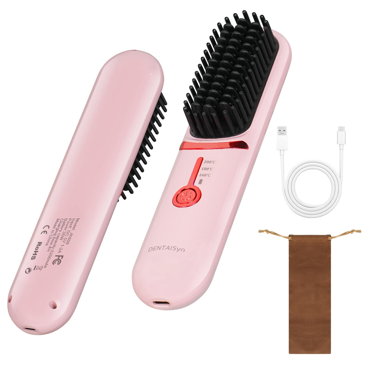 DENTAISyn front view showing compact straightener brush for portable styling
