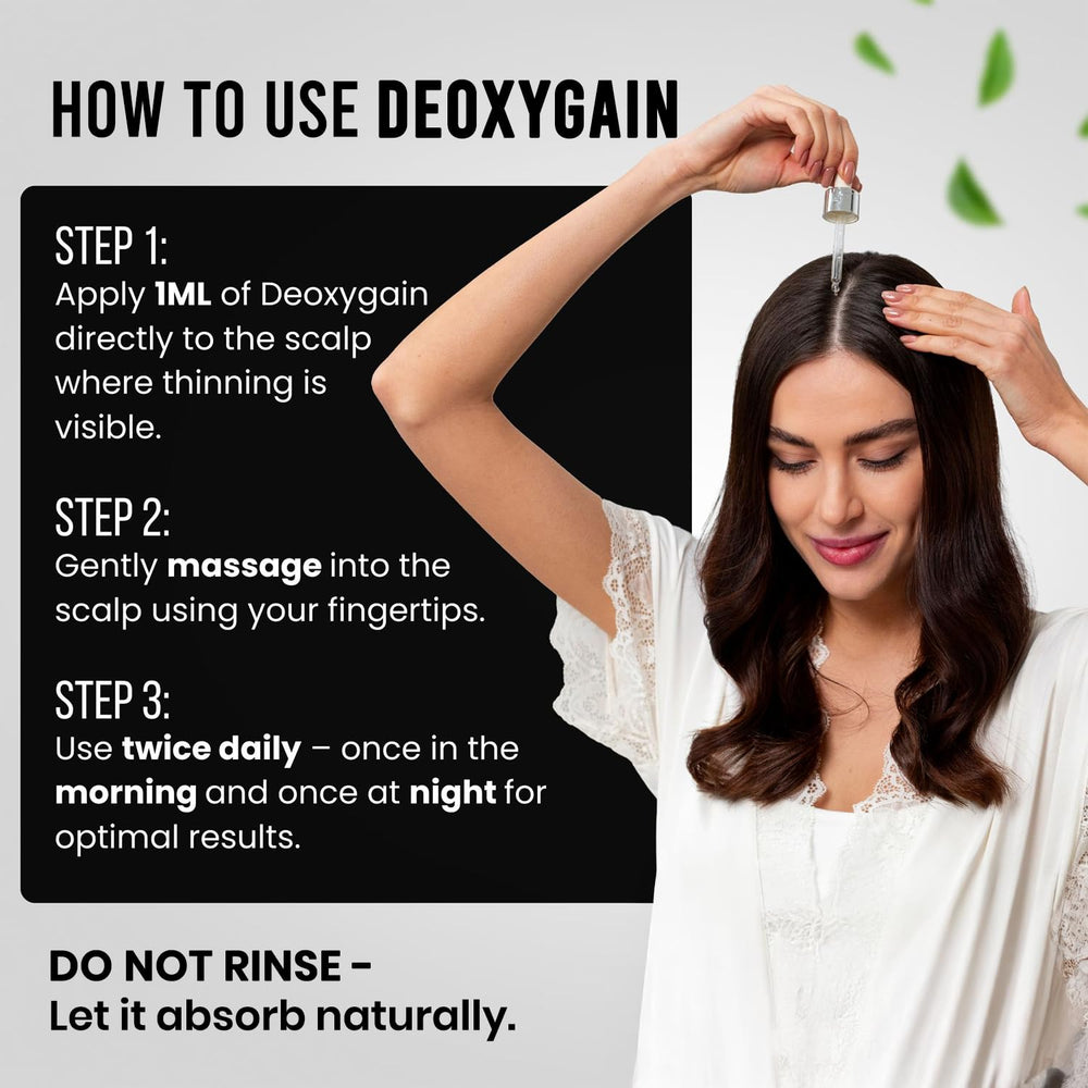 Deoxygain label close-up listing 2DDR and botanical ingredients for support