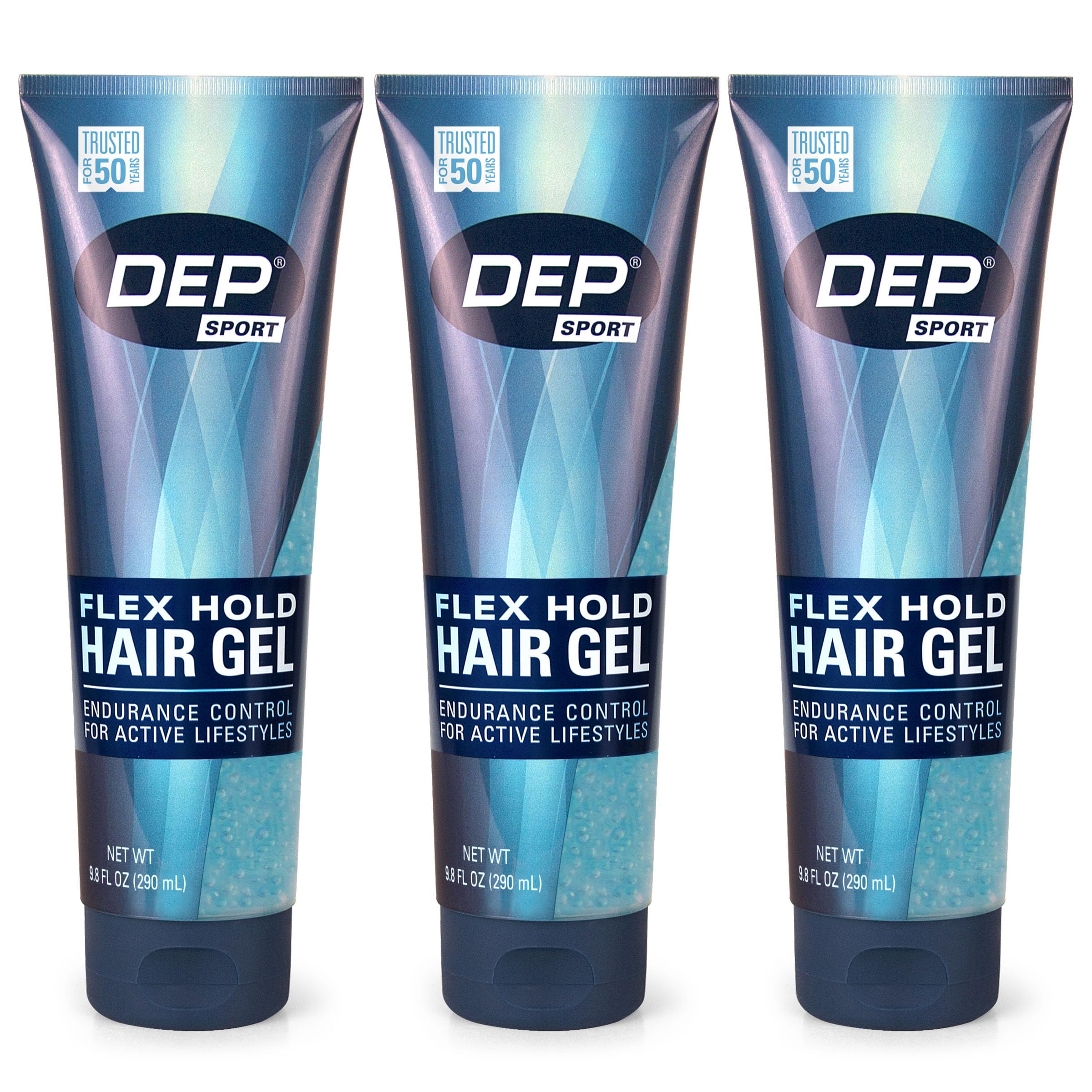 Dep gel front packaging showing strong hold and pack of three