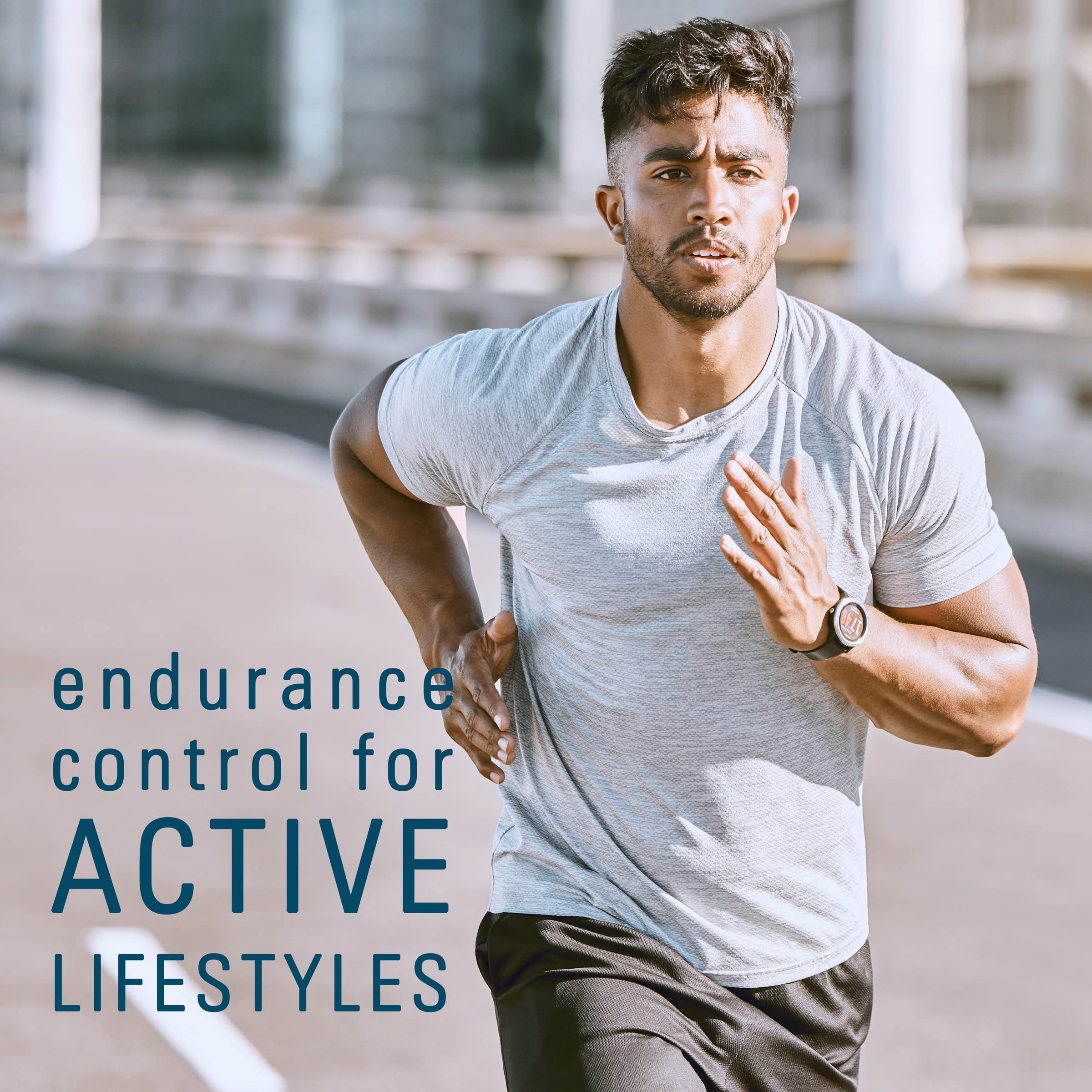 Man wearing Dep gel during workout showing humidity-resistant performance